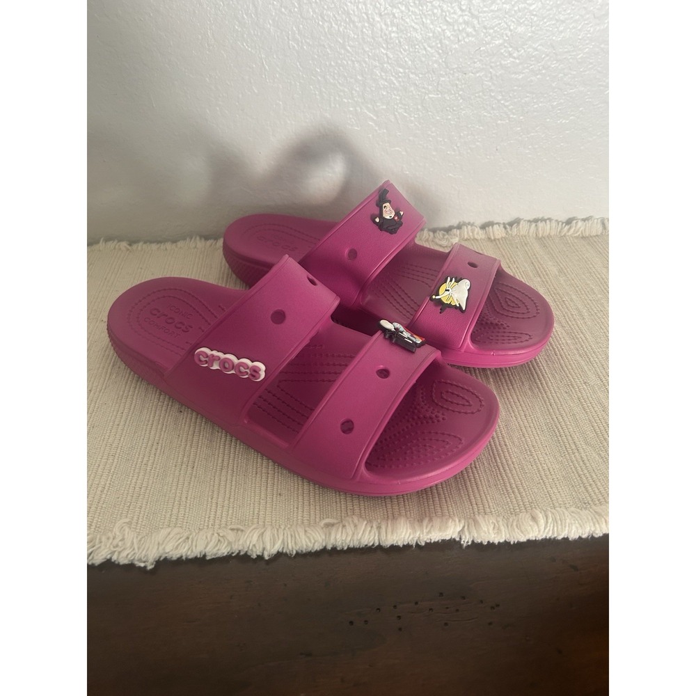 Crocs Women's Size 10 Classic Slide Two Strap Sandals Bright Pink